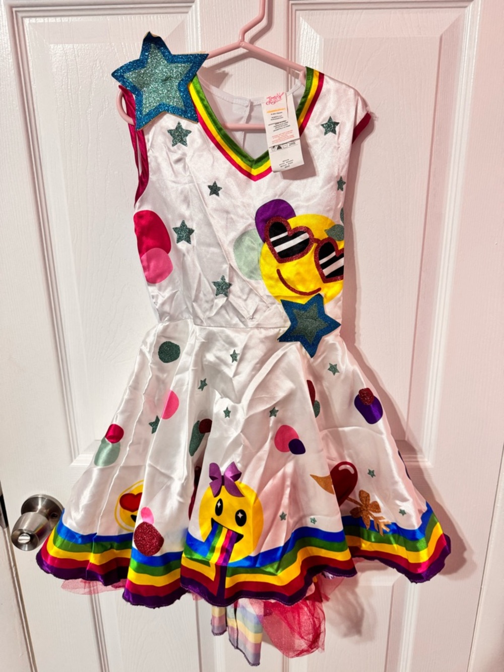 Rainbow Emoji Party Dress size M - White with Multicolor Accents jojo siwa